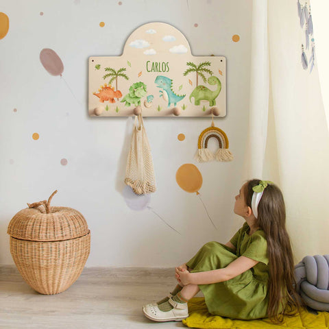 Personalisierte Garderobe fürs Kinderzimmer - Dino