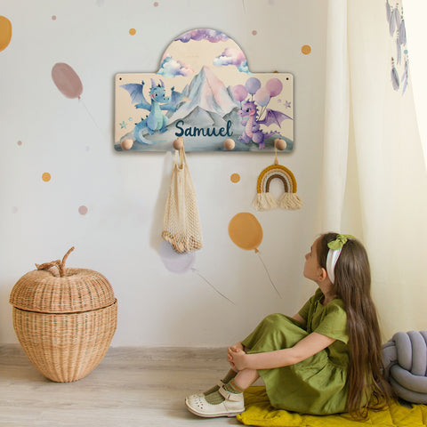 Personalisierte Garderobe fürs Kinderzimmer - Drache