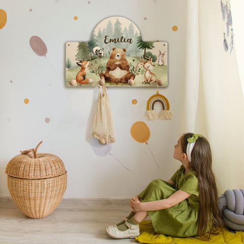 Personalisierte Garderobe fürs Kinderzimmer - Wald