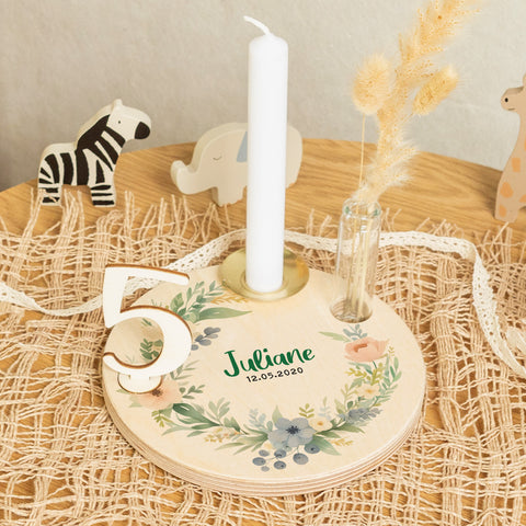 Bedruckter Geburtstagsteller für Kinder - Blumenkranz