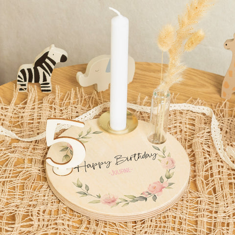 Bedruckter Geburtstagsteller für Kinder - Blumenkranz V2