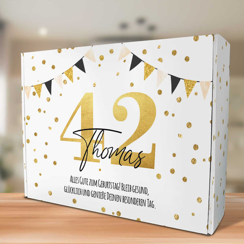 Personalisierte DIY Geschenkbox - Gold mit Wunschtext