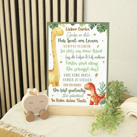 Holzschild zur Einschulung - Dino - Einschulungsmutmacher
