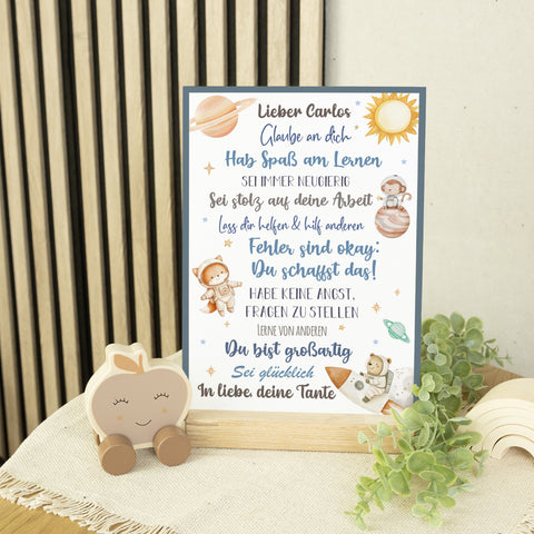 Holzschild zur Einschulung - Weltall - Einschulungsmutmacher