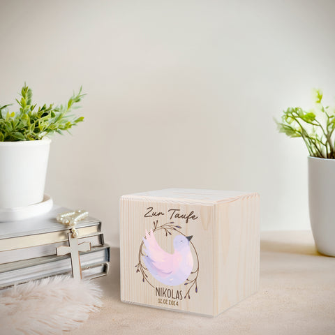 Spardose aus Holz - Taube