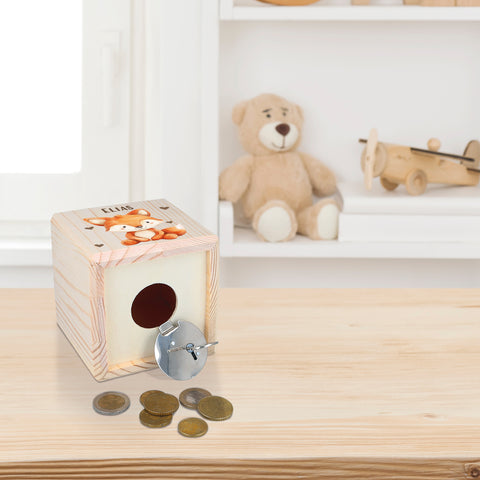 Spardose aus Holz - Tiere Kinder