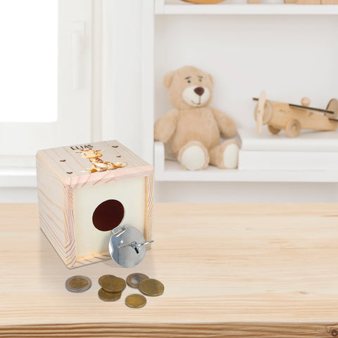 Spardose aus Holz - Tiere Kinder