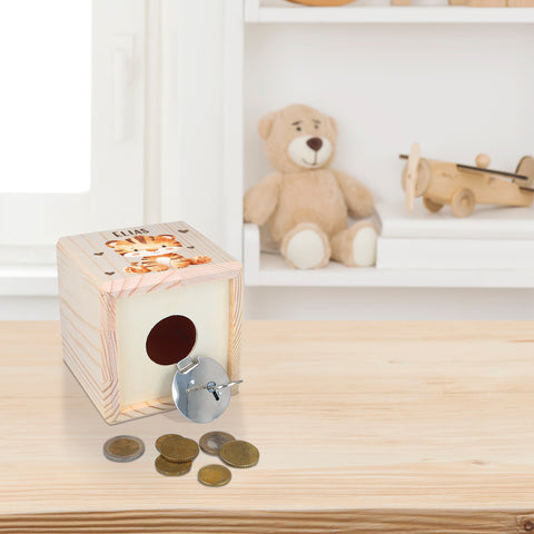 Spardose aus Holz - Tiere Kinder