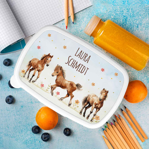 Bedruckte Lunchbox für Kinder - Pferde