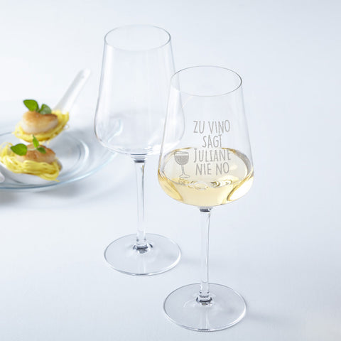 Leonardo Weinglas mit Gravur "Zu Vino sag ich nie no" mit Namen