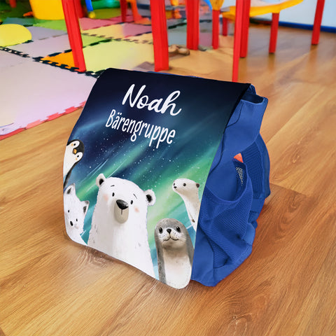Bedruckter Rucksack für Kinder - Polartiere mit Name