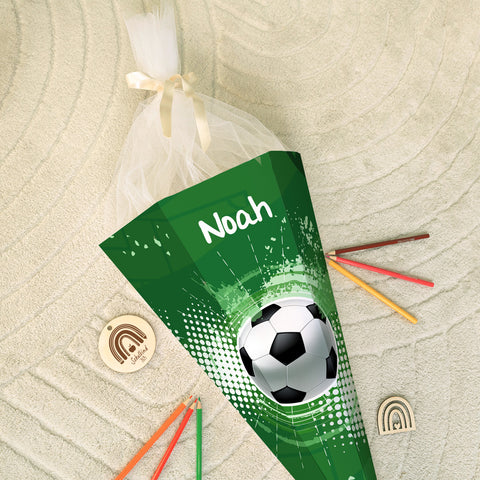 Bedruckte Schultüte mit Namen - Fußball