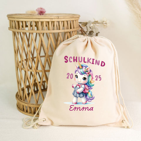 Turnbeutel für Kinder - Schulkind Tiere - zur Einschulung