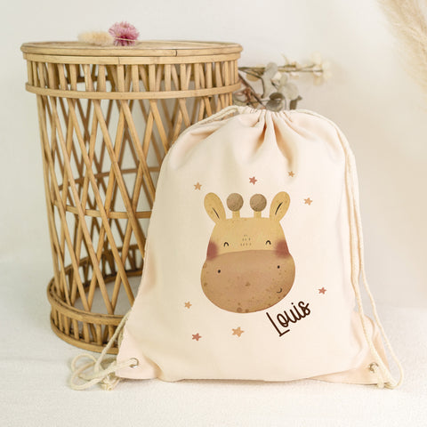 Turnbeutel mit Kindermotiv - Tierköpfe - für Kinder