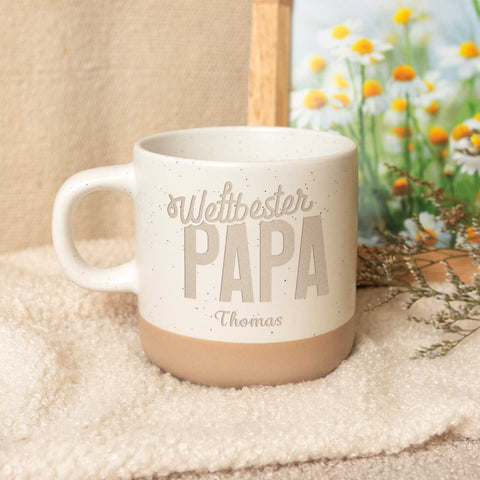 Gravierte Steingut Tasse - Weltbester Papa