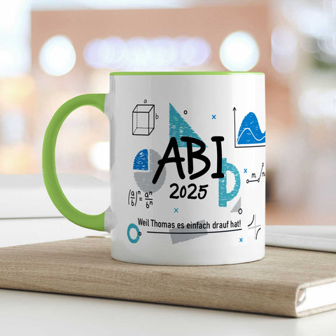 Bedruckte Tasse mit Spruch - Abi - Personalisiert mit Namen