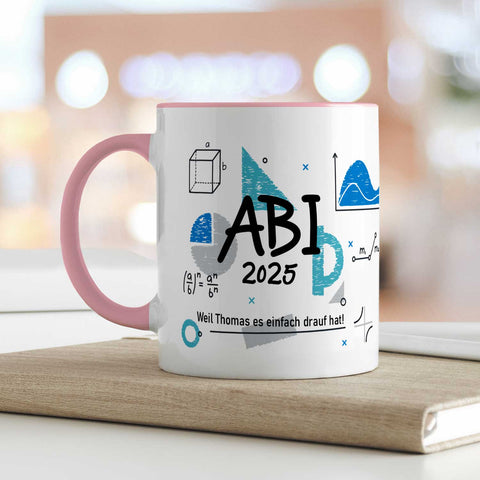 Bedruckte Tasse mit Spruch - Abi - Personalisiert mit Namen