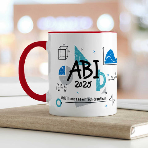 Bedruckte Tasse mit Spruch - Abi - Personalisiert mit Namen