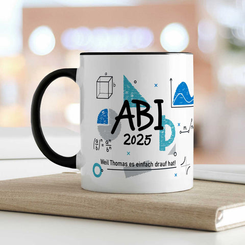 Bedruckte Tasse mit Spruch - Abi - Personalisiert mit Namen