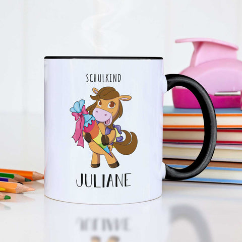 Bedruckte Tasse mit Motiv - Einschulung Pferd