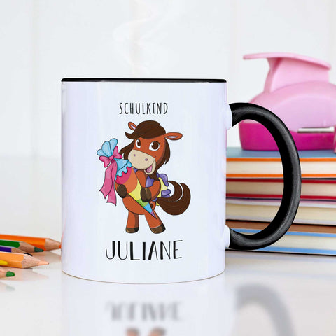 Bedruckte Tasse mit Motiv - Einschulung Pferd