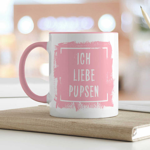 Bedruckte Tasse mit Spruch - "Ich Liebe Pupsen"