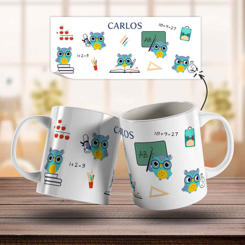 Bedruckte Tasse mit Motiv - Schuleule
