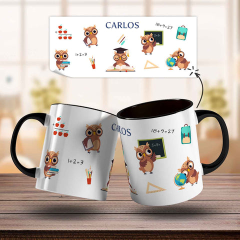 Bedruckte Tasse mit Motiv - Schuleule