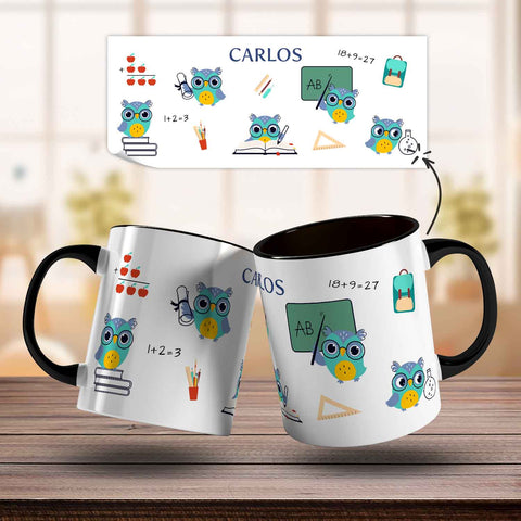 Bedruckte Tasse mit Motiv - Schuleule