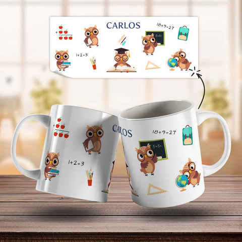 Bedruckte Tasse mit Motiv - Schuleule