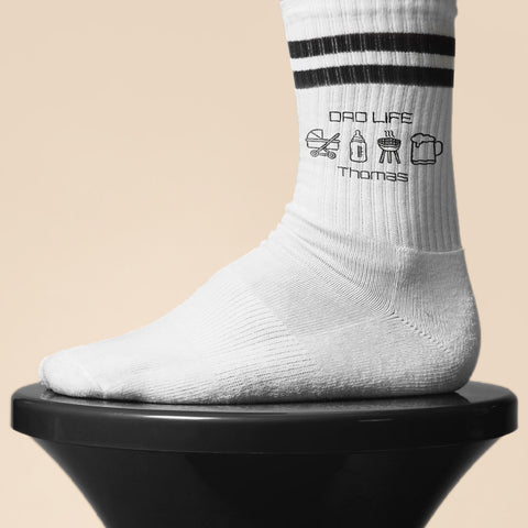 Tennissocken - Dad Life - personalisiert mit Namen