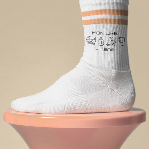 Tennissocken - Mom Life - personalisiert mit Namen