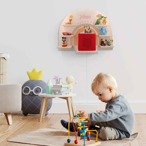 Toniebox Regal für Kinderzimmer - Regenbogen Pastell - Personalisiert mit Namen