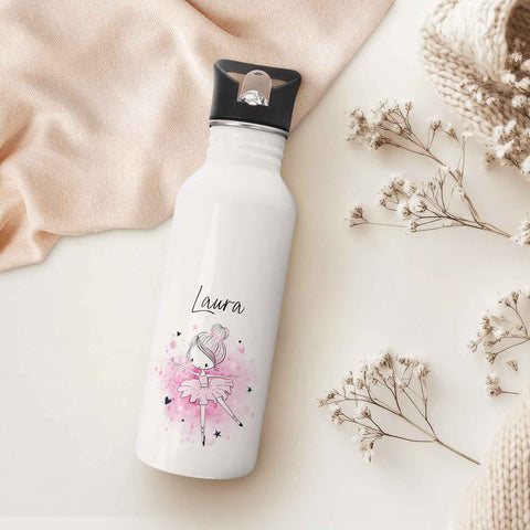 Bedruckte Trinkflasche aus Edelstahl - Ballerina