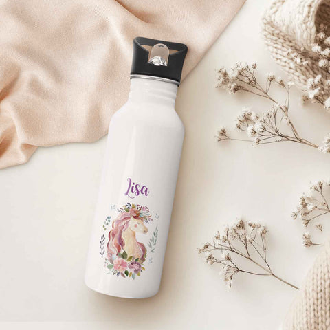 Bedruckte Trinkflasche aus Edelstahl - Einhorn V2