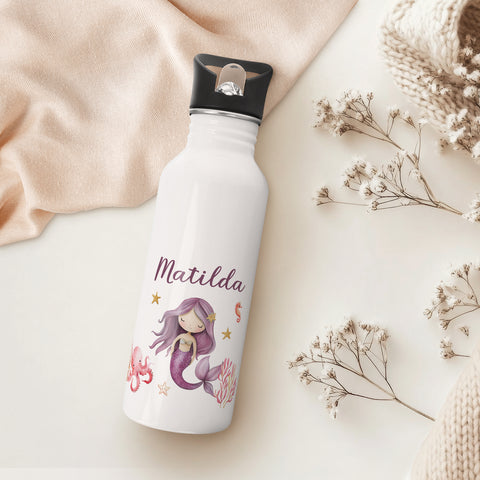 Bedruckte Trinkflasche aus Edelstahl - Meerjungfrau