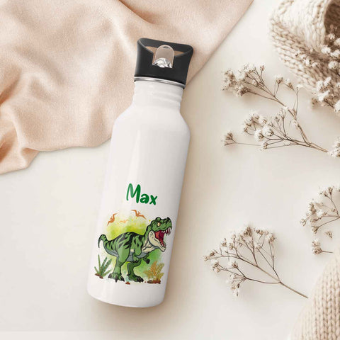 Bedruckte Trinkflasche aus Edelstahl - T-Rex