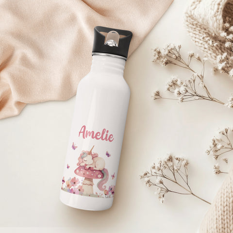 Bedruckte Trinkflasche aus Edelstahl - Schlafendes Einhorn