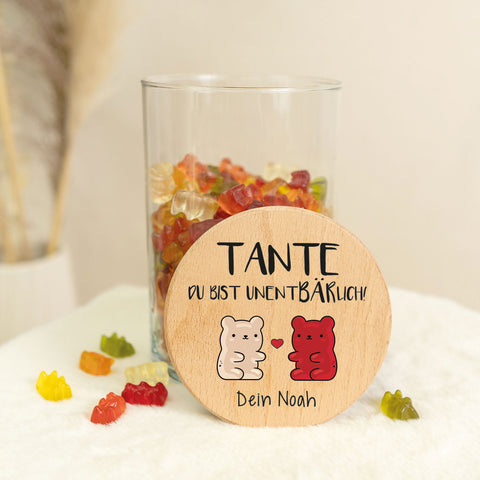 Bedrucktes Vorratsglas mit Holzdeckel - UnentBÄRlich