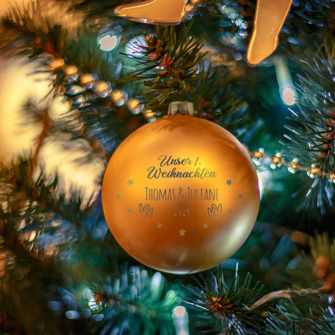 Gravierte Weihnachtskugel - Unser erstes Weihnachten für Paare
