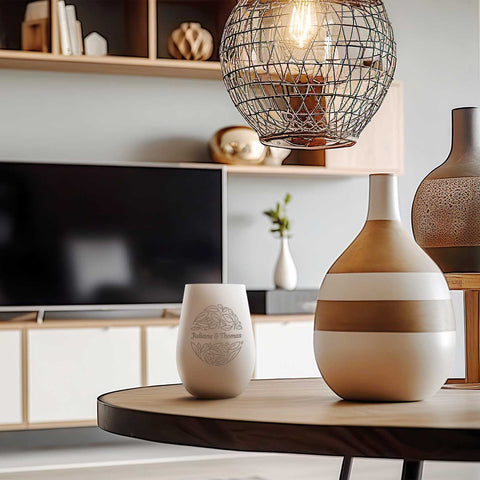 Deko Windlicht aus Glas mit Gravur - Nature Love - Personalisiert mit Name