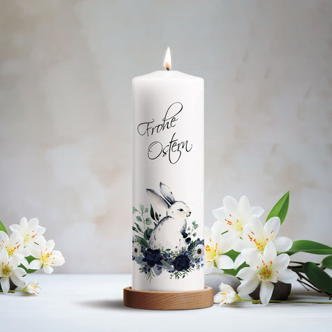 Große Kerze "Osterhase mit Blumen" zu Ostern