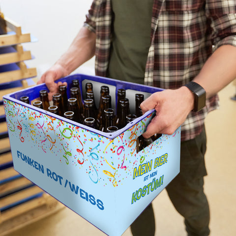 DIY Bierkasten Banderole mit 24 Deckelaufklebern - Karneval