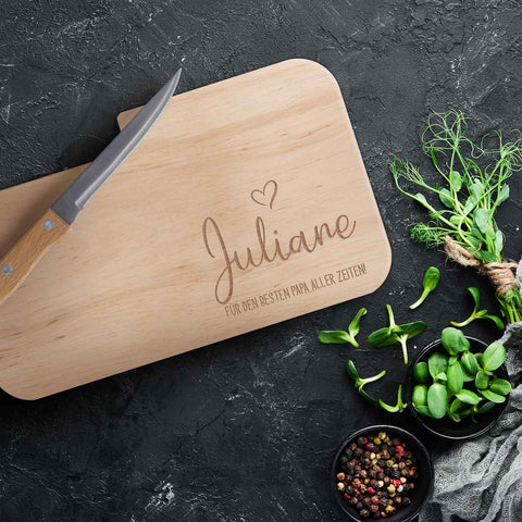 Frühstücksbrettchen mit Gravur - Inklusive Messer - Beste Mama mit Name