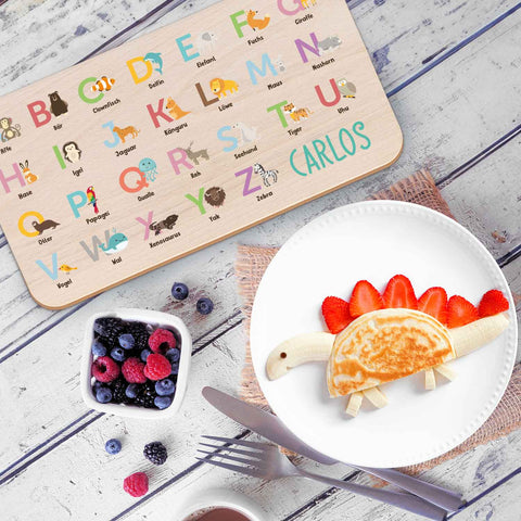 Frühstücksbrettchen mit Druckmotiv & Name - ABC Tiere