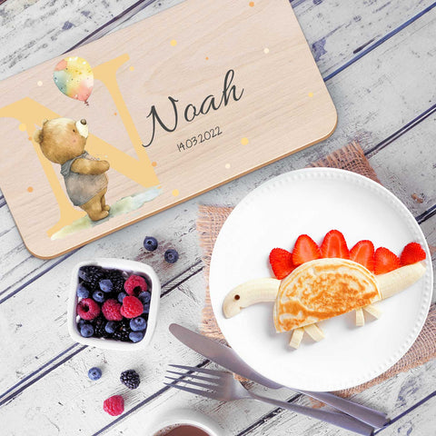 Frühstücksbrettchen mit Druckmotiv & Name - Initial