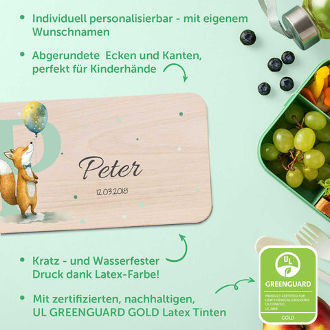 Frühstücksbrettchen mit Druckmotiv & Name - Initial