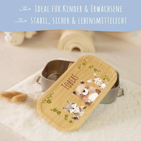 Brotdose mit Deckel für Kinder mit UV-Druck im "Bärenfreunde" Design
