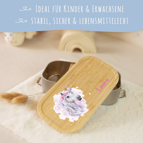 Brotdose mit Deckel für Kinder mit UV-Druck im "Einhorn" Design