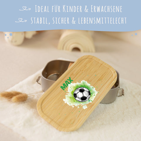 Brotdose mit Deckel für Kinder mit UV-Druck im "Fussball" Design